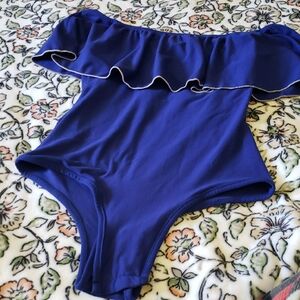 Elegant Blue Off-Shoulder Bodysuit